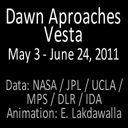 Dawn fliegt auf Vesta zu: Der Anflug auf den Kometenkern von Tschurjumow-Gerasimenko wäre sicher genauso spannend, gäbe es regelmäßiger veröffentlichte Bilder. (Bild: NASA / JPL / UCLA / MPS / DLR / IDA / animation by Emily Lakdawalla)