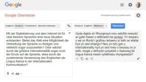 Automatische Deutsch-Walisische Übersetzung mit dem Google-Übersetzer