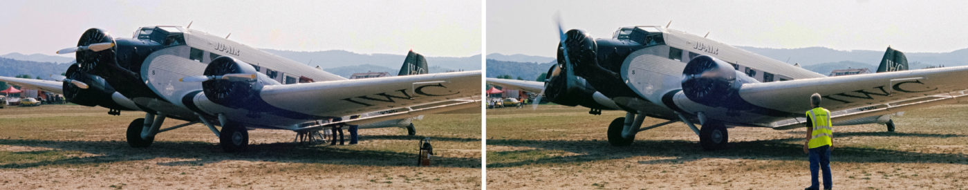 HB-HOS, das Schwesterflugzeug der abgestürzten HB-HOT, am 18.8.2018 (also 14 Tage nach dem Unglück) bei den Flugtagen in Bensheim, Hessen