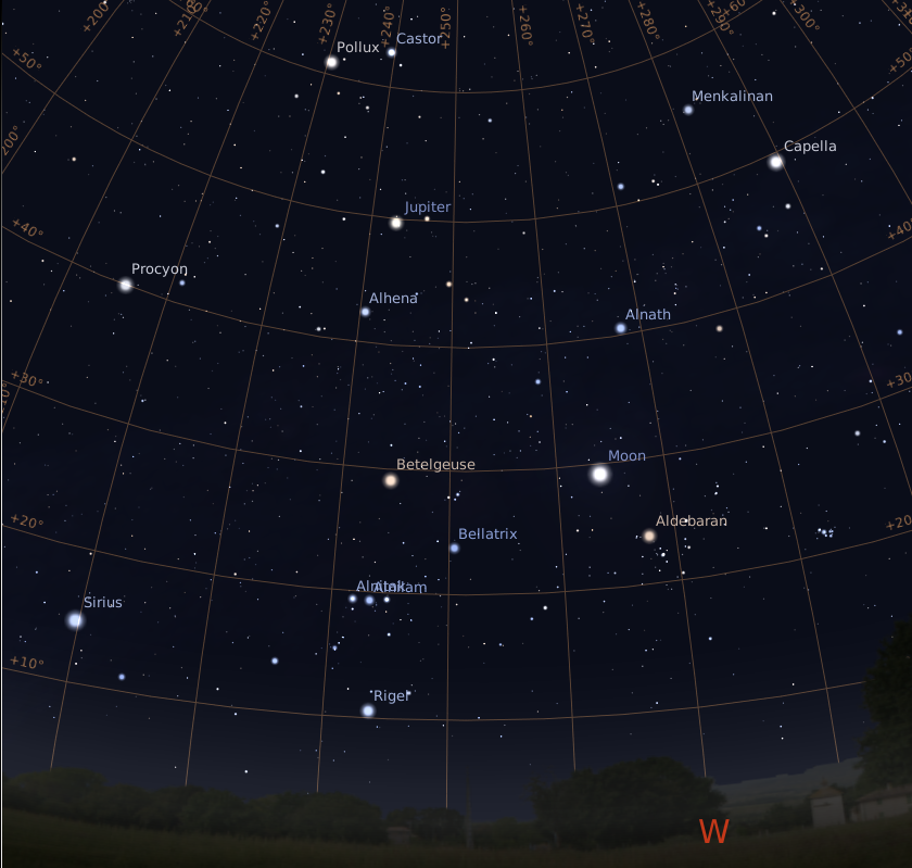 Der westliche Abendhimmel am 4.4.2014 um 22:00 MESZ, simuliert für Darmstadt,
