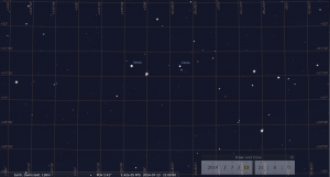 Ceres und Vesta am 13.7.2014, simuliert für den Beobachtungsstandort Darmstadt um 21:00 UTC (23:00 MESZ)