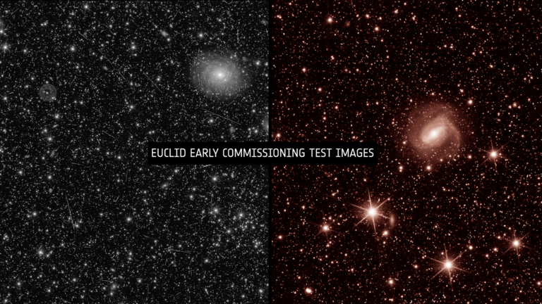 Frühe Testaufnahmen der Instrumente VIS (links) und NISP (rechts) auf dem ESA-Weltraumteleskop EUCLID, Quelle: ESA/Euclid/Euclid Consortium/NASA