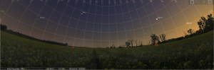 Abendhimmel mit vier Planeten am 23.5.2014, simuliert für Darmstadt um 20:00 UTC (22:00 MESZ)