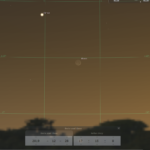 Konjunktion der Venus mit der schmalen Sichel des zunehmenden Monds am 28.12.2019, hier simuliert für Darmstadt um 17:15 MEZ