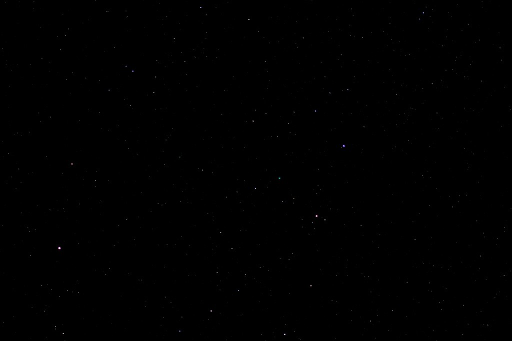 Komet C/2014 Q2 (Lovejoy) am 14.2.2015, 22:44 MEZ, Canon EOS 600D, Leica Elmarit 135, f/2.8, ISO 6400, 4 Sekunden Belichtungszeit