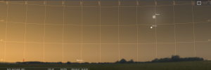 Abnehmender Mond und Venus am Morgen des 27.3.2014, simuliert für Darmstadt