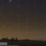 Komet C/2020 F3 (Neowise) am 7.7.2020, hier simuliert für Darmstadt um 04:15 MEZ