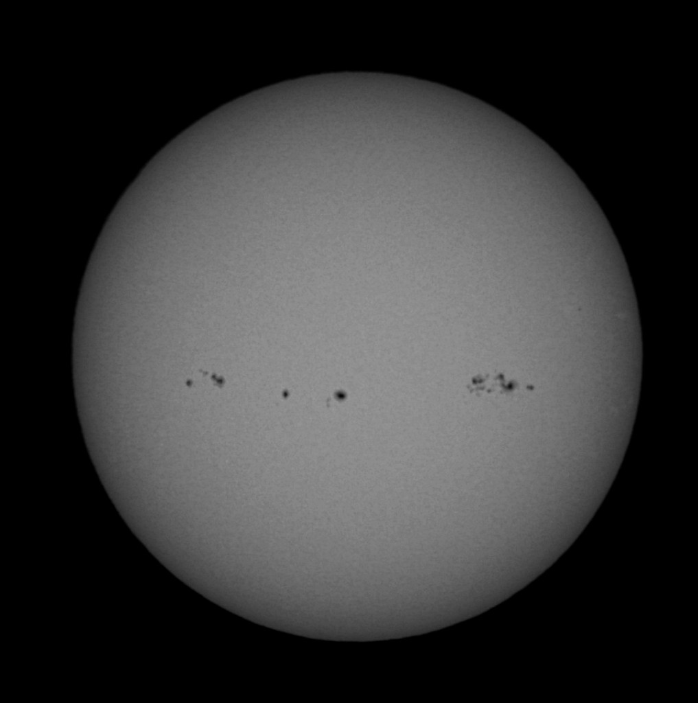 Aufname der Sonne mit Herschelkeil am 14.2.2014, 10:22 MEZ, 70/420 ED-Apo, Canon 1000D