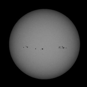 Aufname der Sonne mit Herschelkeil am 14.2.2014, 10:22 MEZ, 70/420 ED-Apo, Canon 1000D