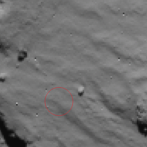 Philaes erste Touchdown, gesehen von der NavCam an Bord von Rosetta