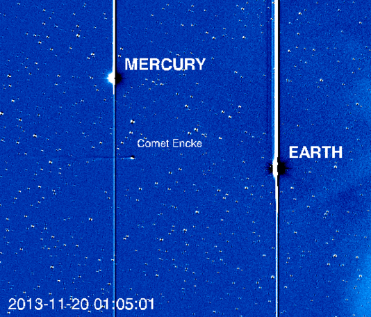 Ison und Encke auf dem HI-Imager der Sonde STEREO A (Bild: NASA)