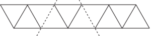 Ten triangles, with two folds marked