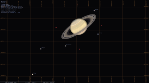 Saturn and som eof his moons on the morning of November 27, 2012, Michael Khan via Stellarium