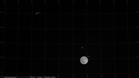 Moon and Saturn seen from Darmstadt on 25. April 2013 at 22:00 CEDT, source: Michael Khan via Stellarium