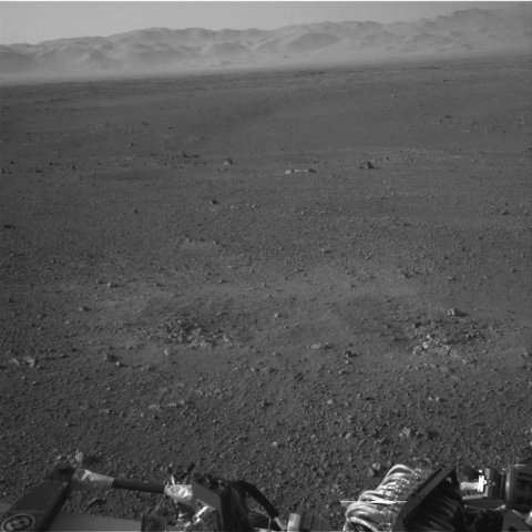 One of the first MSL Navcam images, source: NASA/JPL, via spaceflightnow.com, contrast and brightness enhanced by myself
