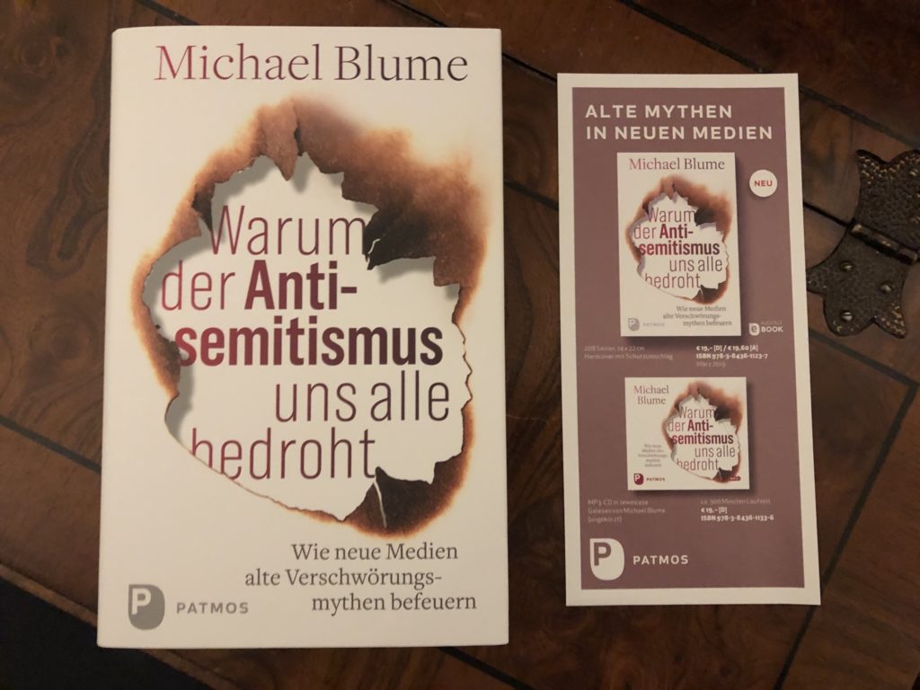 Als Papierbuch, eBook und Hörbuch erscheint "Warum Antisemitismus uns alle bedroht" am 18.03.2019 bei Patmos