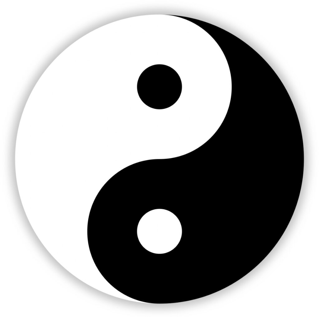 Das Taiji-Symbol des Ying und Yang-Symbols bildete sich aus je einem weißen und schwarzen Fisch mit der je anderen Augenfarbe, die einen perfekten Kreis bilden.
