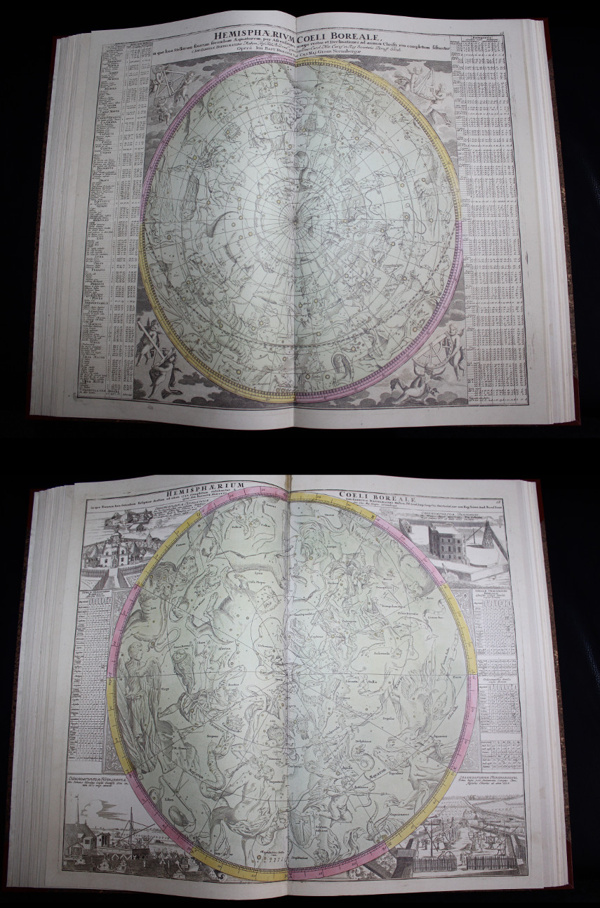 Nord- und Südhemisphäre des Himmels im Doppelmayr-Fax. (Original 1730)